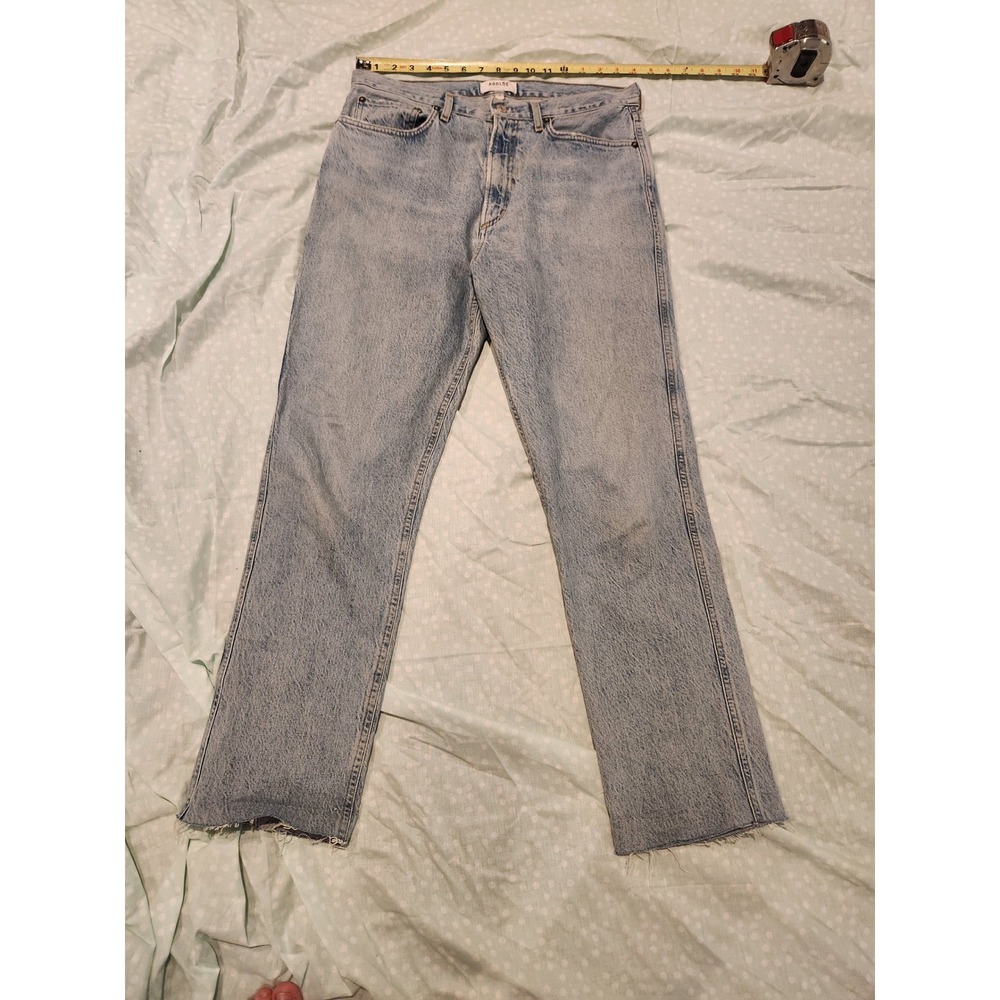 AGOLDE Los Angeles Light Wash High Rise Straight Leg Raw Hem Jeans Size 29